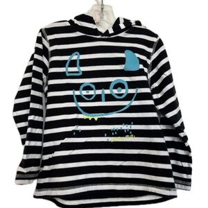 Kids Striped Hoodie with Fun Blue Graphic